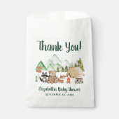 Woodland Animals Camping Baby shower Hartelijk dan Bedankzakje (Voorkant)