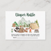 Woodland Animals Camping Diaper Raffle Baby shower Informatiekaartje (Voorkant)
