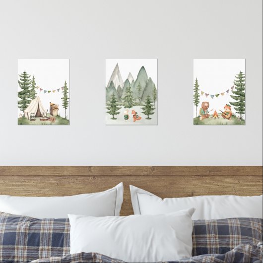 Woodland Animals Camping Kwekerij Prints (Slaapkamer)