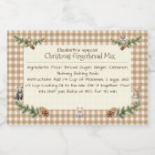 Woodland Animals Christmas Baking Mix Gingham Voedselcontainer Etiket (Enkel label)