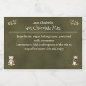 Woodland Animals Christmas Hot Cocoa Mix Groen Voedselcontainer Etiket (Enkel label)