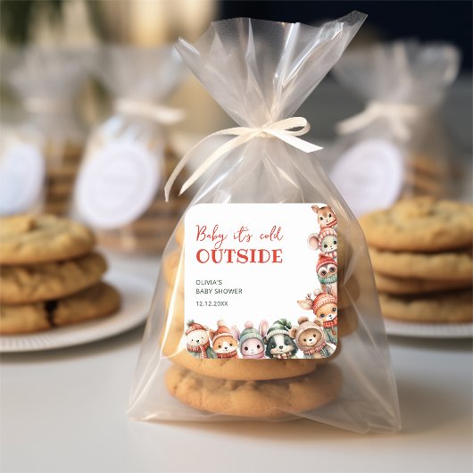 Woodland Animals Christmas Winter Baby shower Vierkante Sticker