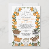 Woodland Animals Citrus Oranje Baby shower per pos Kaart (Voorkant)