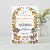 Woodland Animals Citrus Oranje Baby shower per pos Kaart (Staand voorkant)