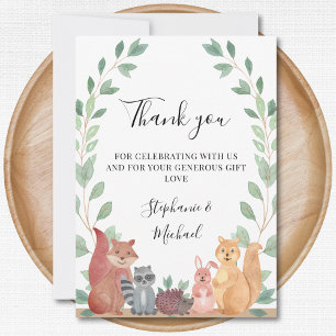 Woodland Animals Couples Baby shower Dank u Bedankkaart