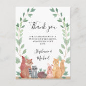 Woodland Animals Couples Baby shower Dank u Briefkaart (Voorkant)