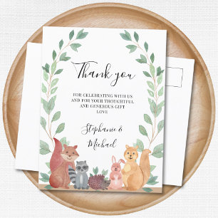 Woodland Animals Couples Baby shower Dank u Briefkaart