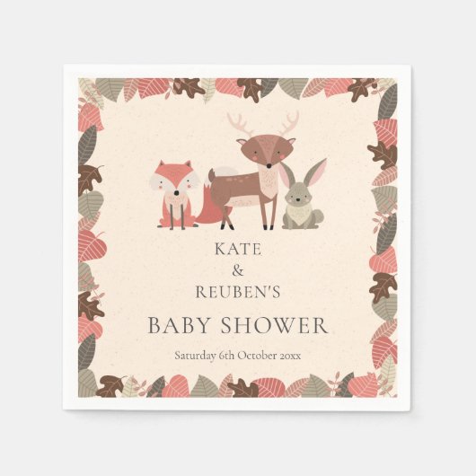Woodland Animals Couples Baby shower Sprinkle Servet (Voorkant)