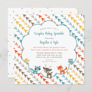 Woodland Animals Couples Baby Sprinkle Kaart