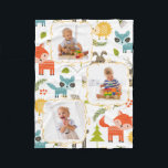 Woodland Animals Custom Kinder Photoblanket Fleece Deken<br><div class="desc">Voeg je eigen foto's toe aan deze schattige deken met een houten dierenpatroon. Er zijn wasberen, egels en nog veel meer op de achtergrond van deze deken. Gebruik de gemakkelijke sjabloon om uw eigen foto's aan het ontwerp snel toe te voegen. Deze coördinaat met andere items in ons Woodland Whimsy...</div>