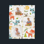 Woodland Animals Custom Kinder Photoblanket Fleece Deken<br><div class="desc">Voeg je eigen foto's toe aan deze schattige deken met een houten dierenpatroon. Er zijn wasberen, egels en nog veel meer op de achtergrond van deze deken. Gebruik de gemakkelijke sjabloon om uw eigen foto's aan het ontwerp snel toe te voegen. Deze coördinaat met andere items in ons Woodland Whimsy...</div>