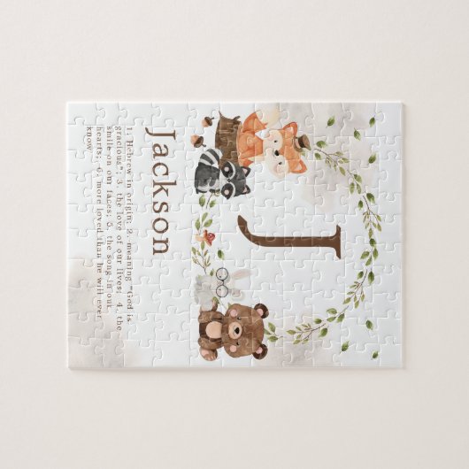 Woodland Animals Custom Monogram Legpuzzel (Horizontaal)