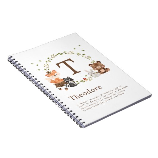 Woodland Animals Custom Monogram Notitieboek (Rechterzijde)