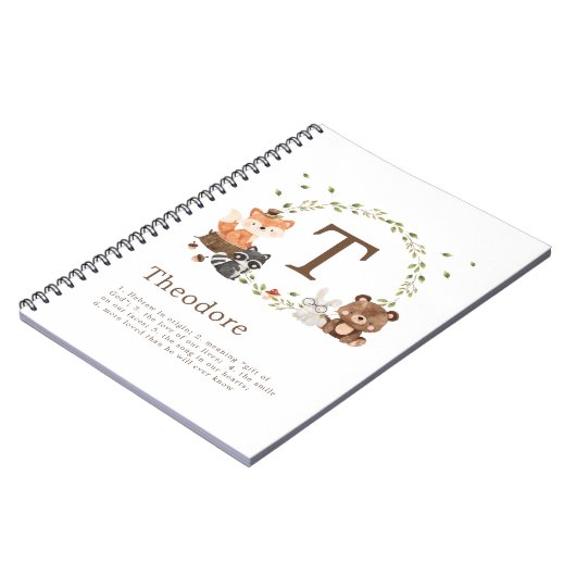Woodland Animals Custom Monogram Notitieboek (Linkerzijde)