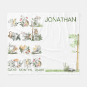 Woodland Animals Custom Numbers Milestone Age Fleece Deken (Voorkant (Horizontaal))