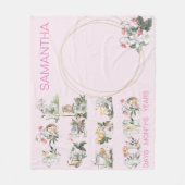 Woodland Animals Custom Numbers Milestone Age Pink Fleece Deken (Voorkant)