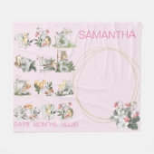 Woodland Animals Custom Numbers Milestone Age Pink Fleece Deken (Voorkant (Horizontaal))