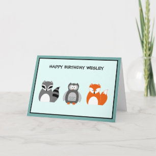 Woodland Animals Cute Birthday Card Kaart