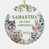 Woodland Animals Cute First Kerstne Baby Keramisch Ornament (Voorkant)