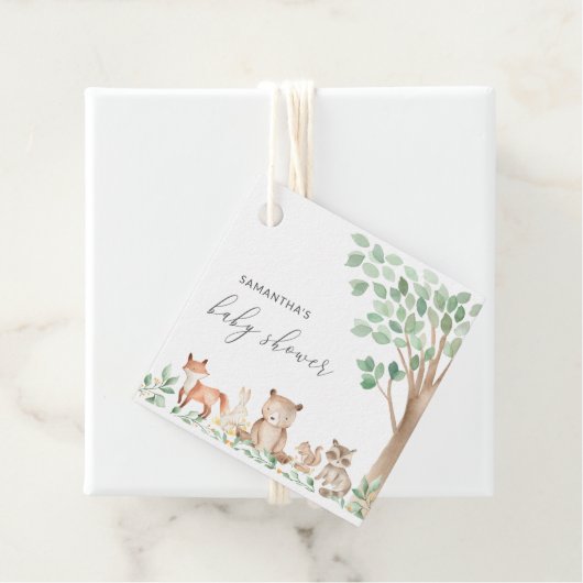 Woodland Animals Cute Gender Neutral Baby shower Bedankjes Labels (In situ)