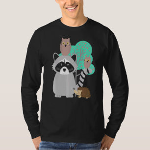 Woodland Animals Cute Raccoon T-shirt