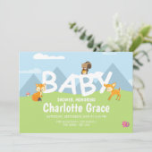 Woodland Animals Cute Unisex Baby shower Kaart (Staand voorkant)