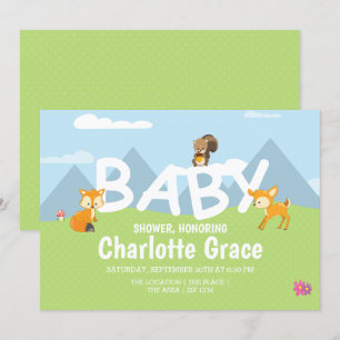 Woodland Animals Cute Unisex Baby shower Kaart