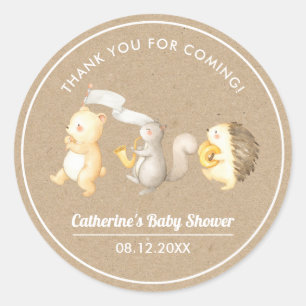 Woodland Animals Dank je Baby shower Stickers