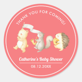 Woodland Animals Dank u Baby shower Ronde Sticker