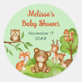 Woodland Animals Dank u Baby shower Ronde Sticker