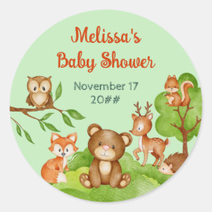 Woodland Animals Dank u Baby shower Ronde Sticker