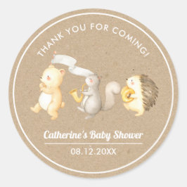 Woodland Animals Dank u Baby shower Ronde Sticker
