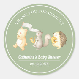 Woodland Animals Dank u Baby shower Ronde Sticker
