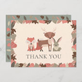 Woodland Animals Dank u Bedankkaart (Voorkant / Achterkant)