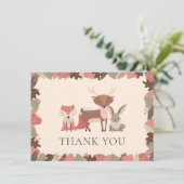 Woodland Animals Dank u Bedankkaart (Staand voorkant)