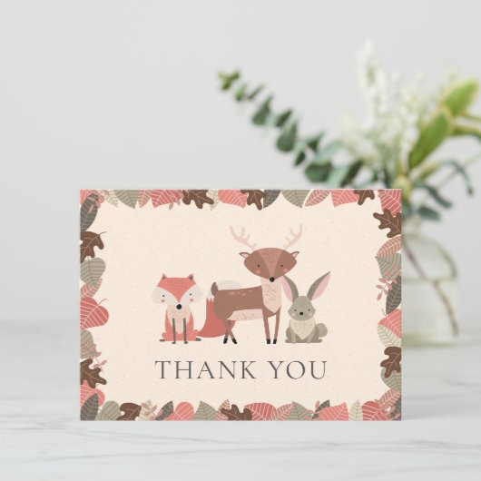 Woodland Animals Dank u Bedankkaart (Staand voorkant)