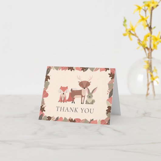 Woodland Animals Dank u Kaart (Gele Bloem)