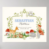 Woodland Animals Deer Fox Boy Newborn Stats Poster (Voorkant)