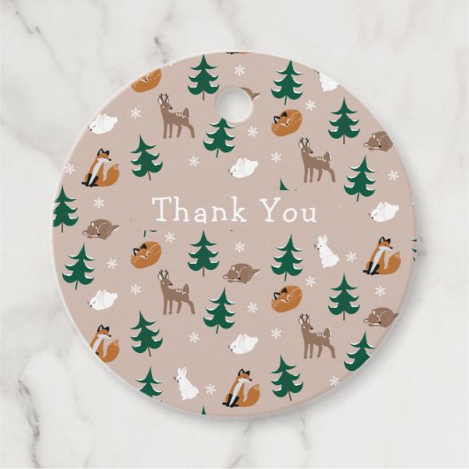 Woodland Animals Deer Fox Bunny bedankt Bedankjes Labels (Voorkant)