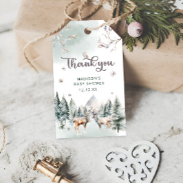 Woodland Animals Deer Winter Baby shower Dank u Cadeaulabel