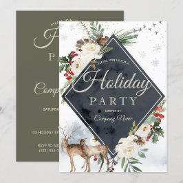 Woodland Animals Diamond Corporate Holiday Party Kaart