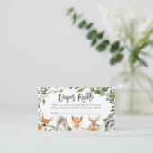Woodland Animals Diaper Raffle Baby shower Card Informatiekaartje (Staand voorkant)