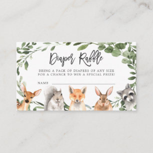 Woodland Animals Diaper Raffle Baby shower Card Informatiekaartje