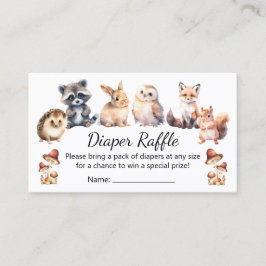 woodland animals diaper raffle baby shower  informatiekaartje