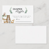 Woodland Animals Diaper Raffle Card Visitekaartje (Voorkant / Achterkant)