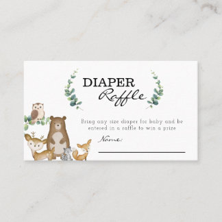 Woodland Animals Diaper Raffle Card Visitekaartje