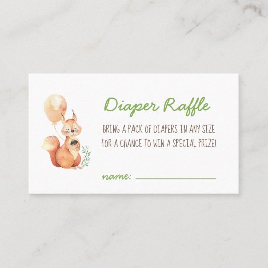 Woodland Animals Diaper Raffle Enclosure Kaart Visitekaartje (Voorkant)