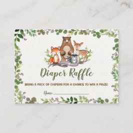 Woodland Animals Diaper Raffle Greenery Forest Informatiekaartje