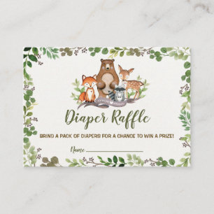 Woodland Animals Diaper Raffle Greenery Forest Informatiekaartje