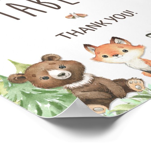Woodland Animals Diaper Table Shower Sign Poster (Hoek)